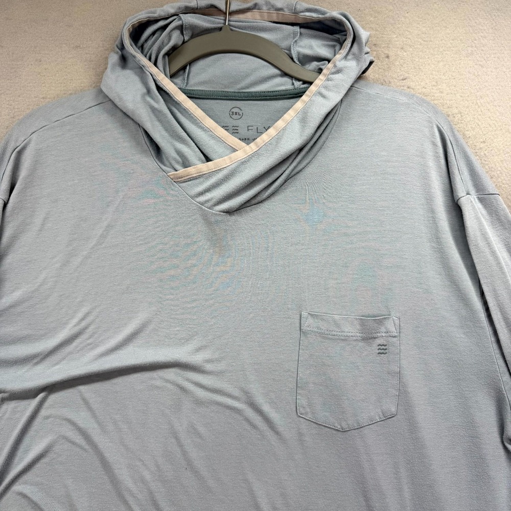 Free Fly Bamboo Shade Hooded Shirt Men 3XL Blue Lightweight Long Sleeve Pullover - Picture 2 of 10